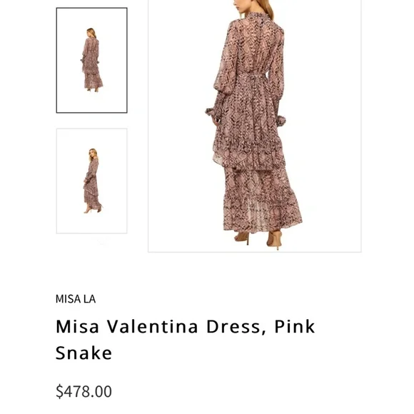 Misa Los Angeles Valentina Dress Pink Snakeskin - Picture 3 of 4